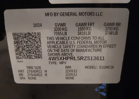 2024 Acura Zdx Type S/Type S Perf. Wheel Tire z USA, uszkodzony, nr VIN 4W5XHPRL5RZ513611